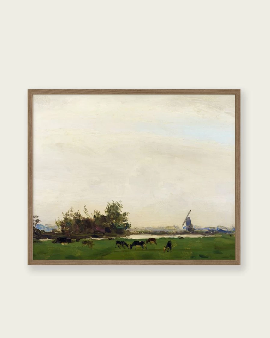 "Lone Fox Meadow Landscape On The Spaarne Art Print - Premium Wall Art Decor"