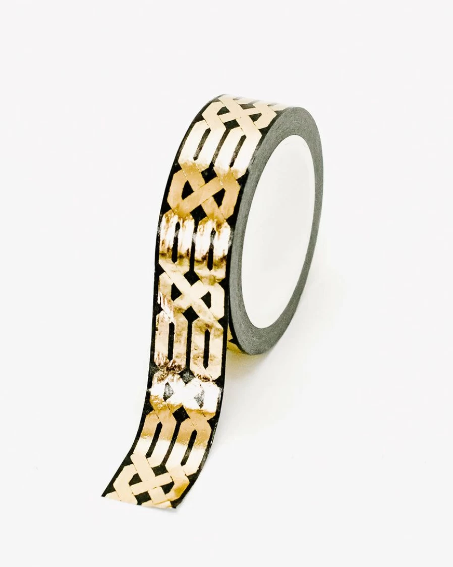 Lillian Floral Washi Tape - Decorative Gold Foil Scrapbooking Supplies for DIY Crafts and Journals