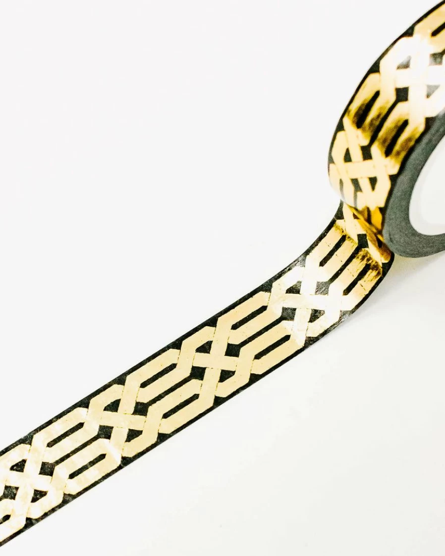 Lillian Floral Washi Tape - Decorative Gold Foil Scrapbooking Supplies for DIY Crafts and Journals