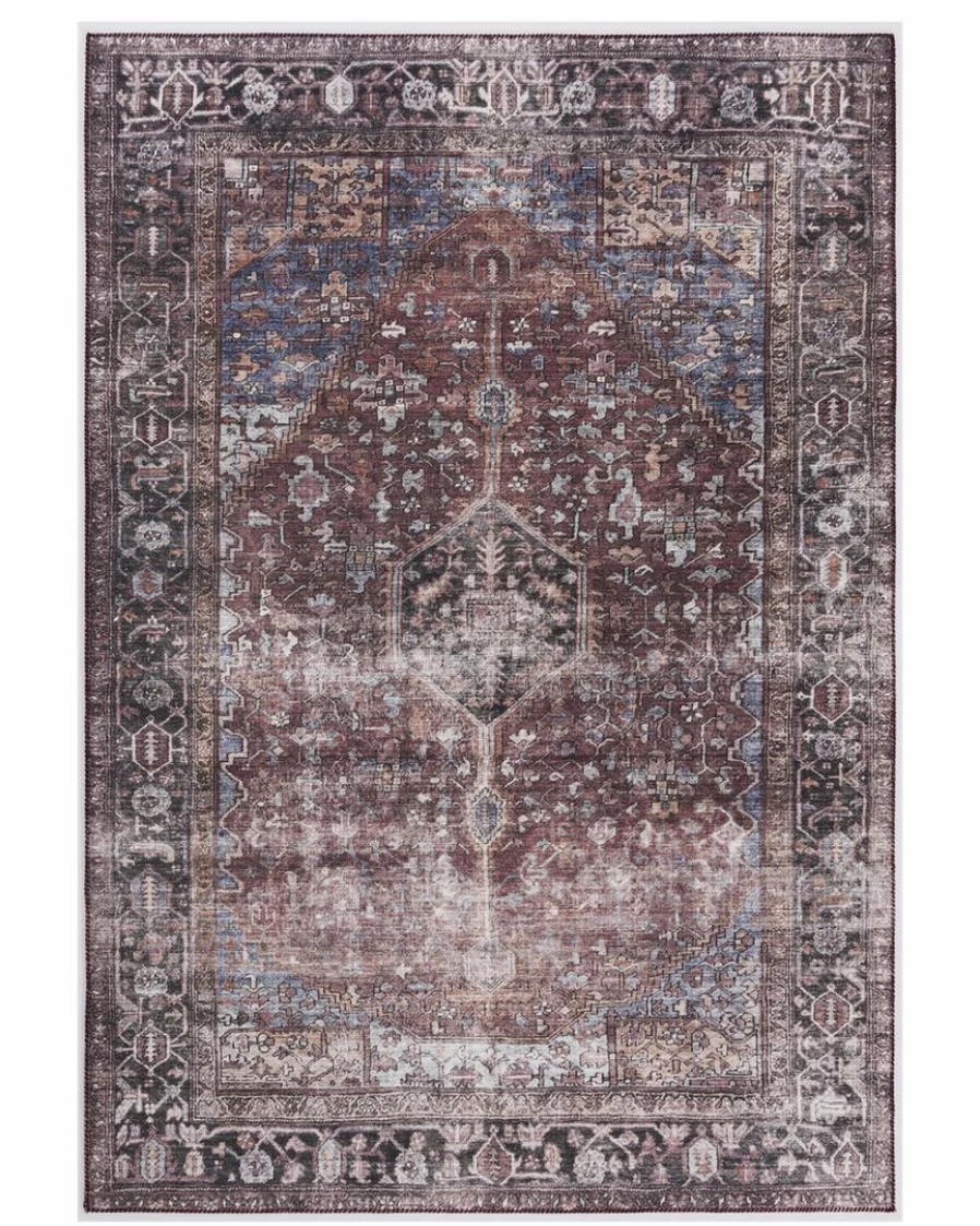 Lone Fox Paloma Bohemian Area Rug - Handmade Vintage Distressed Washable Rug for Living Room Bedroom