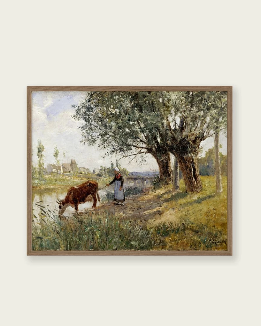 "Lone Fox Countryside Landscape Art Print - Rustic Wall Decor for Home & Office"