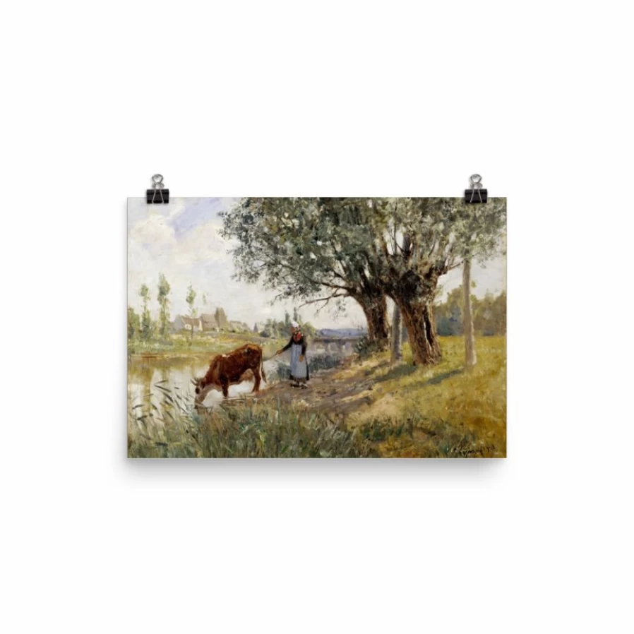 "Lone Fox Countryside Landscape Art Print - Rustic Wall Decor for Home & Office"