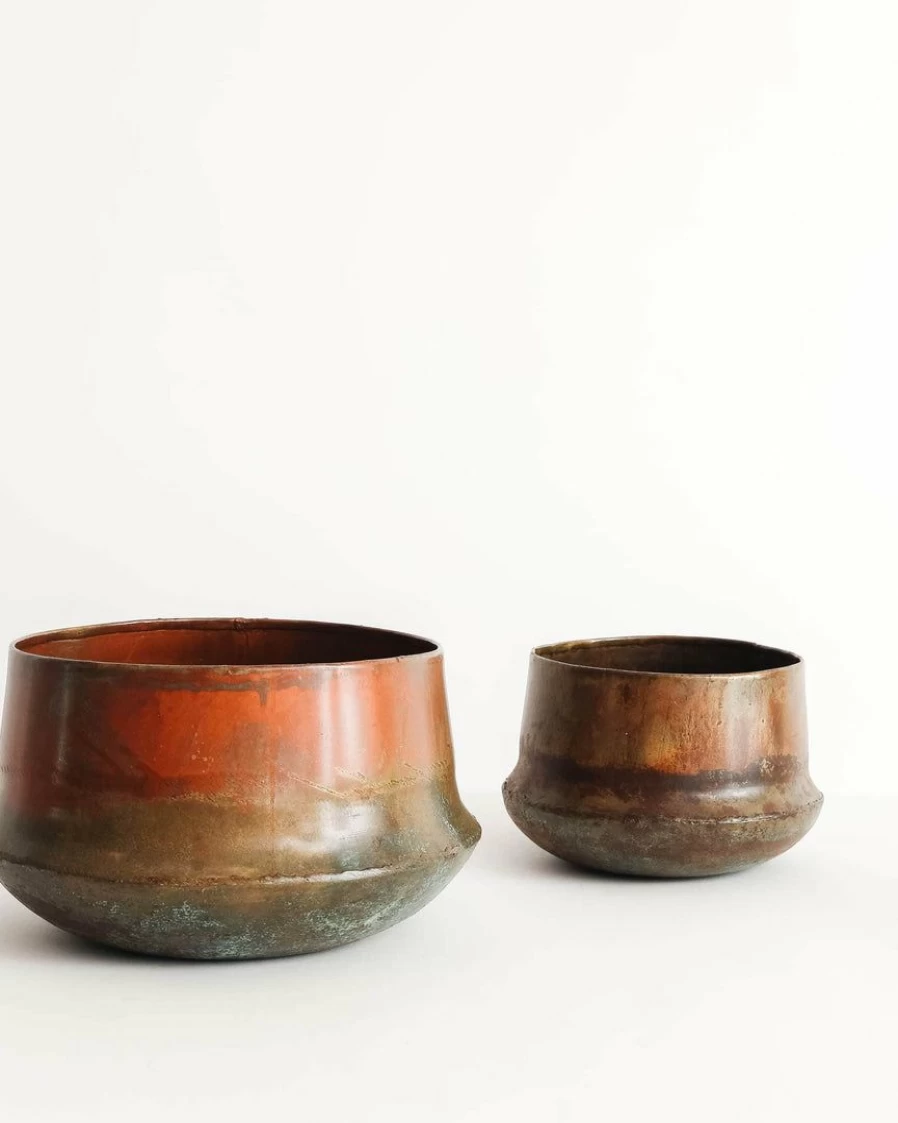 47th & Main Aged Copper Planter – Vintage Style Decorative Garden Pot for Indoor & Outdoor Plants