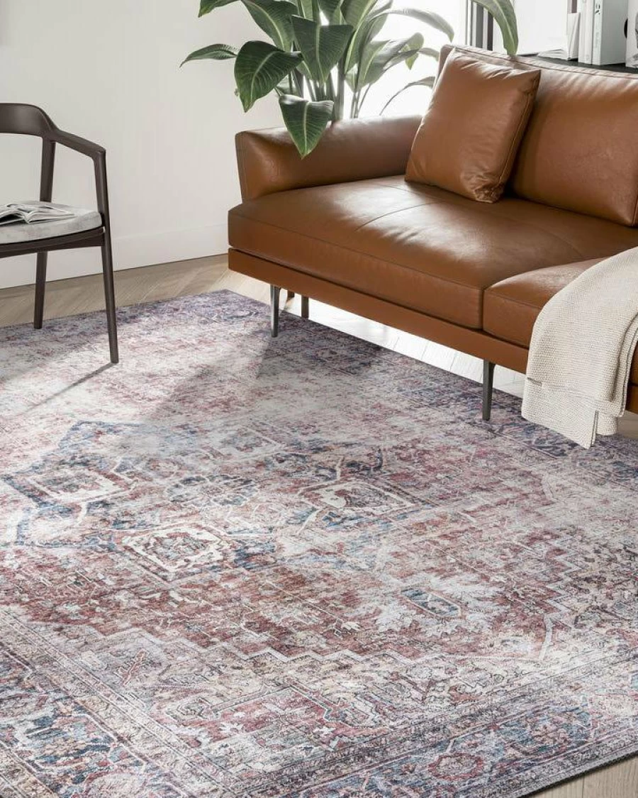 "Lone Fox Bowen Distressed Vintage Area Rug – Soft Boho Chic Farmhouse Decor"