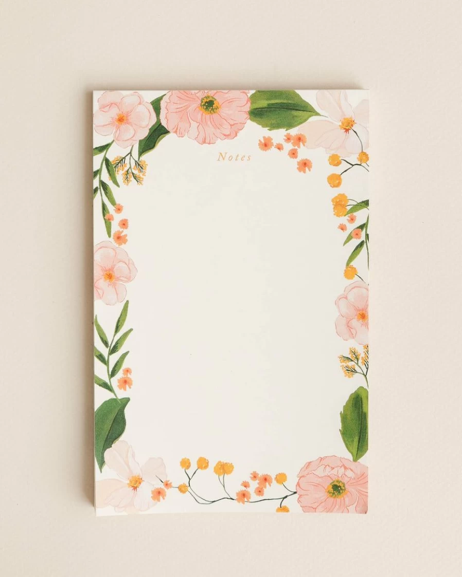 Pink Floral Design Notepad with Pen - Elegant Writing Journal for Notes & Memos