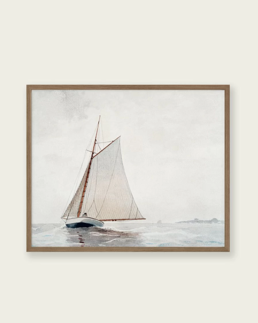 "Sailing Off Gloucester Coastal Art Print – Nautical Seascape Wall Decor"