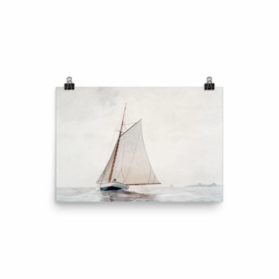 "Sailing Off Gloucester Coastal Art Print – Nautical Seascape Wall Decor"