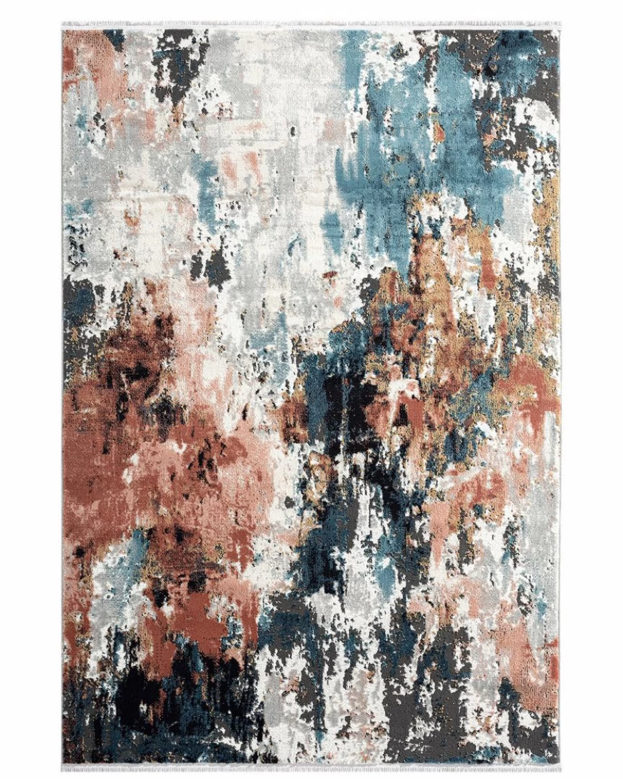 "Lone Fox Distressed Turkish Rug - Vintage Gesso Wash Handmade Bohemian Decor"