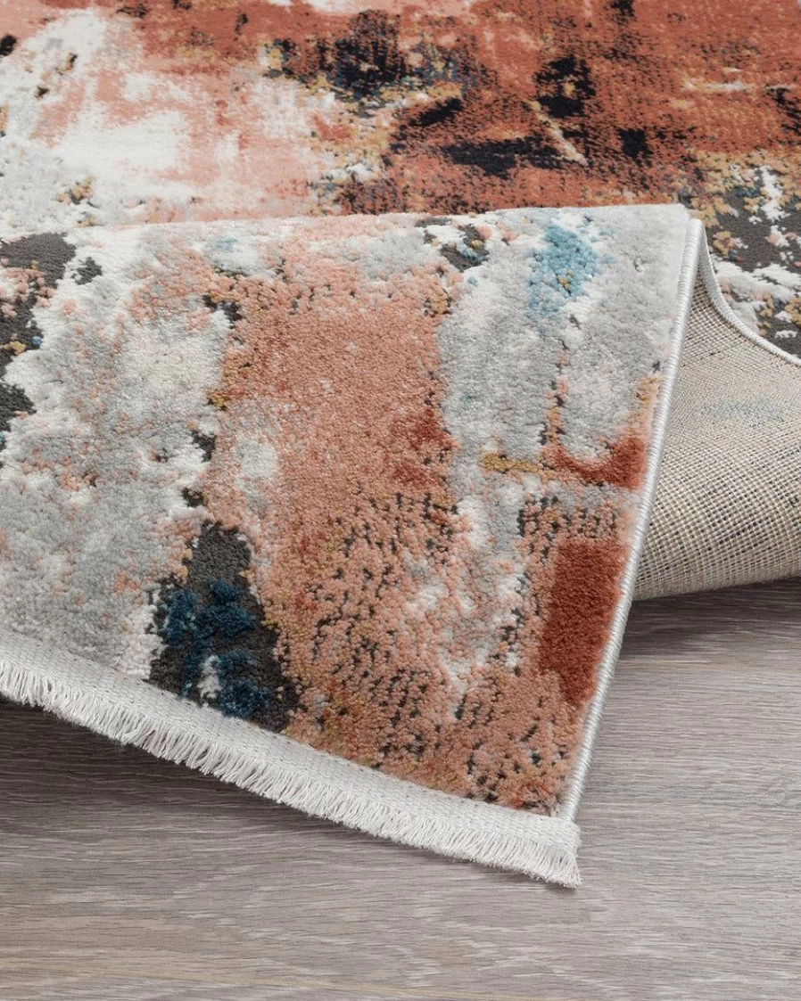 "Lone Fox Distressed Turkish Rug - Vintage Gesso Wash Handmade Bohemian Decor"