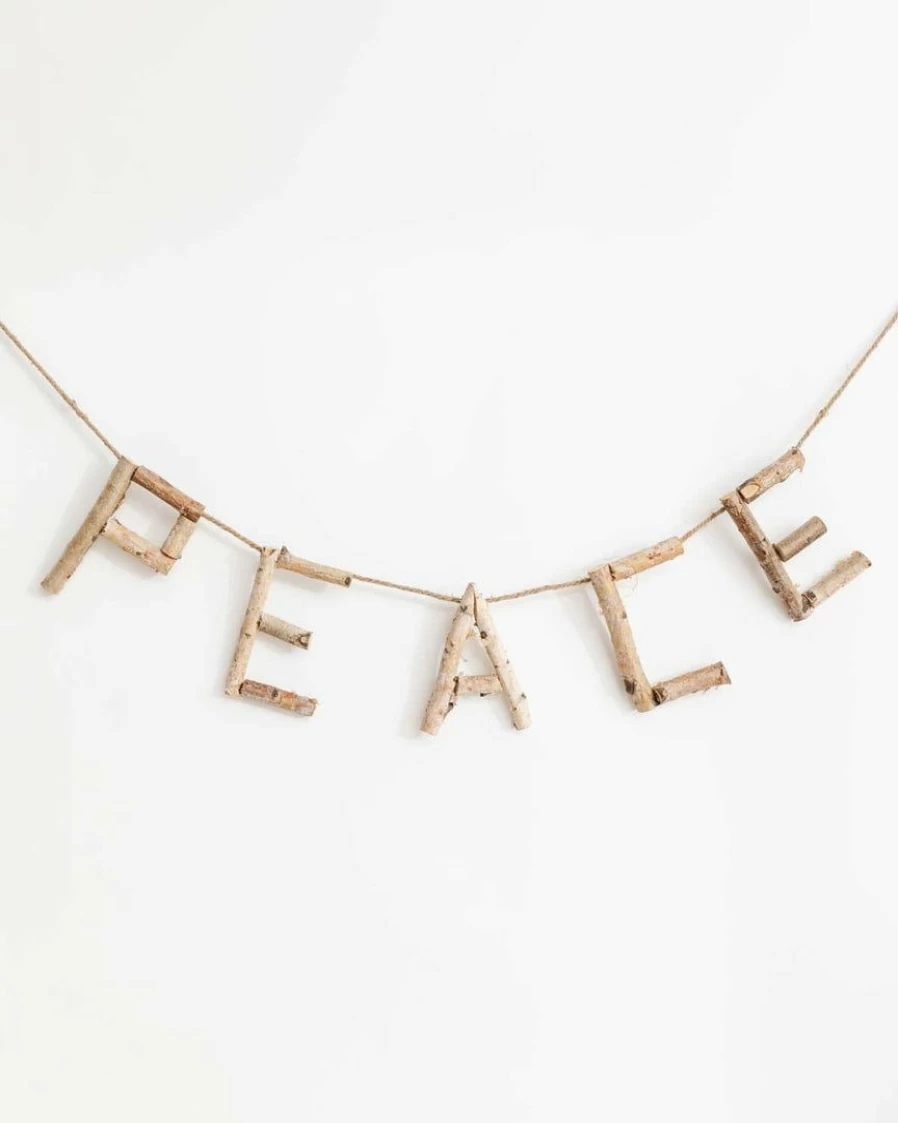 "Peace Handmade Birch Wood Wall Banner – Rustic Home Decor Sign"