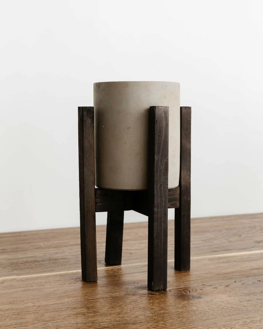 Rustic Concrete and Wood Planter - Modern Handmade Garden Decor for Indoor and Outdoor Use