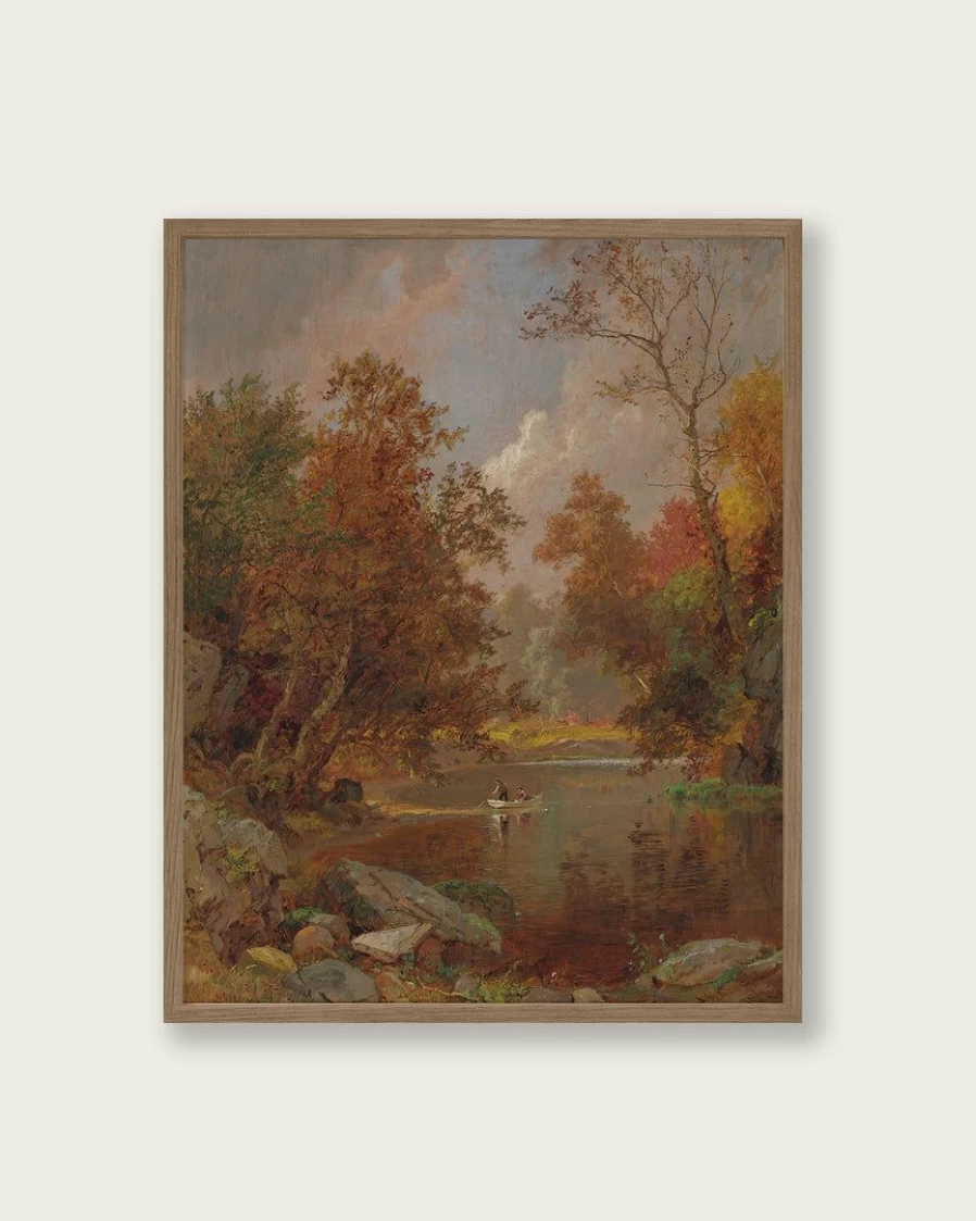 "Autumn On The River Landscape Art Print by Lone Fox – Seasonal Fall Wall Decor"