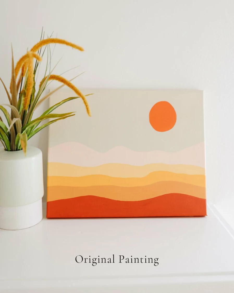 "Vintage Sunset Wall Art Print - Lone Fox Retro Landscape Poster for Home Decor"