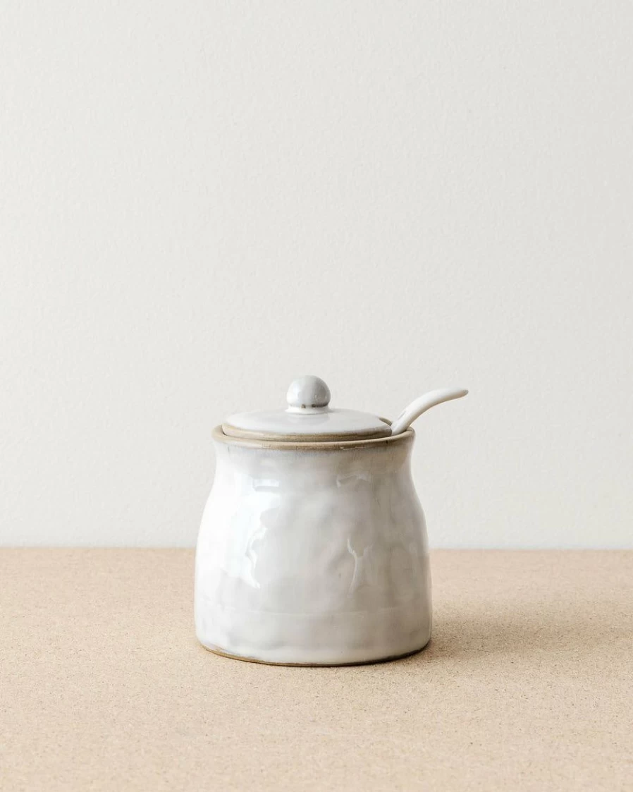 Dimpled Ceramic Sugar Bowl with Spoon – 47Th & Main Style