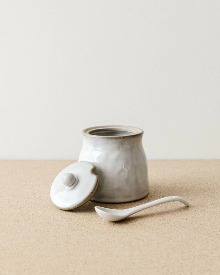 Dimpled Ceramic Sugar Bowl with Spoon – 47Th & Main Style