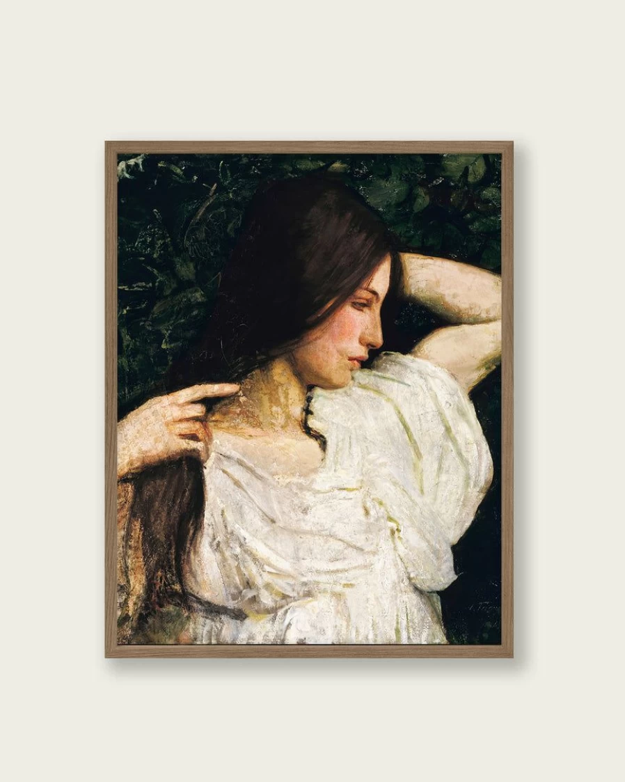 "Vintage 'Girl Arranging Her Hair' Wall Art Print - Lone Fox Best Sellers Home Decor"