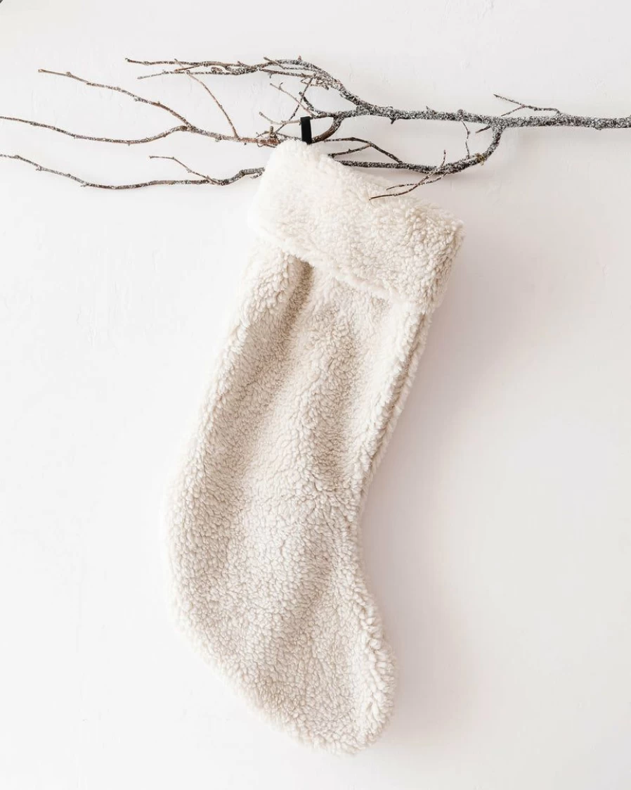 Cozy Textured Sherpa Stocking - Soft Festive Holiday Decor