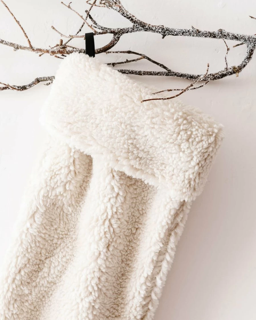 Cozy Textured Sherpa Stocking - Soft Festive Holiday Decor