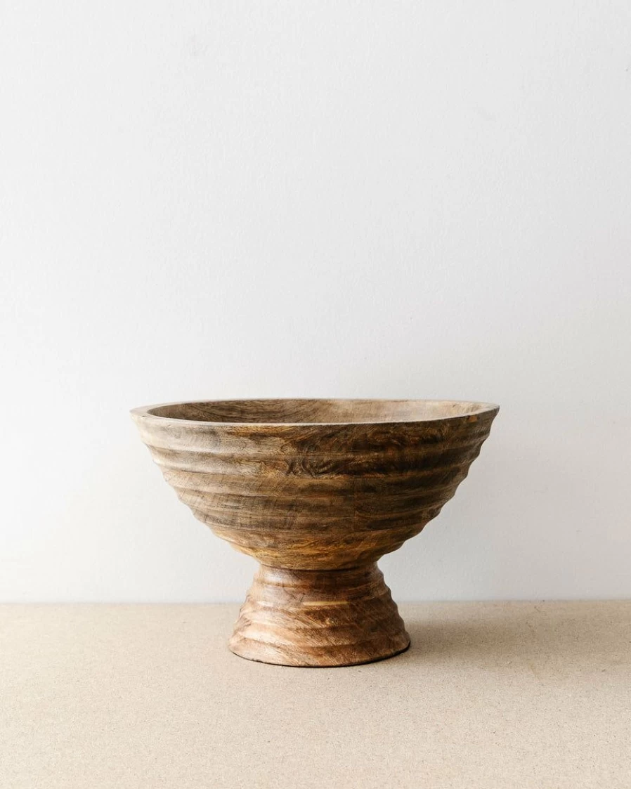 Handcrafted Mango Wood Footed Bowl – Unique Decorative Serving Bowl for Home & Kitchen