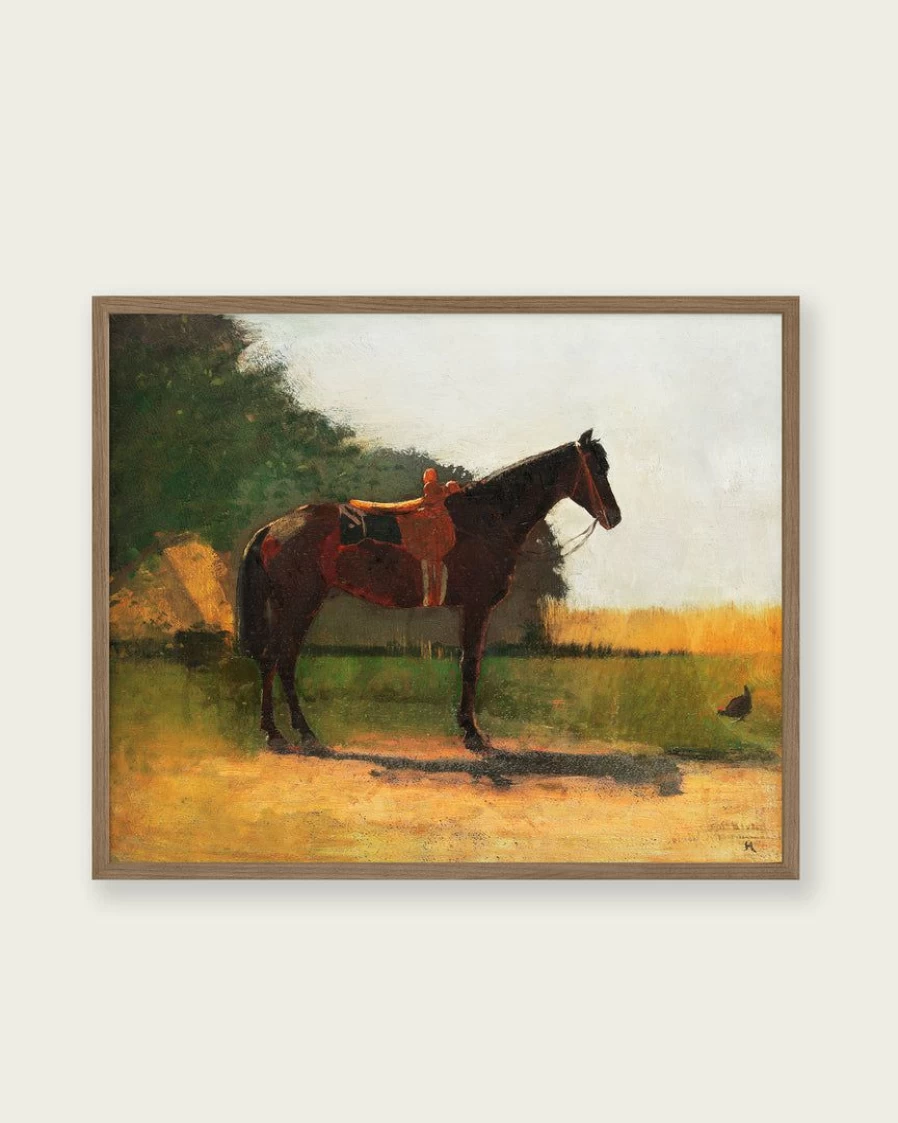 Lone Fox "Saddle Horse in Farm Yard" Vintage Art Print - Premium Wall Decor for Home & Office