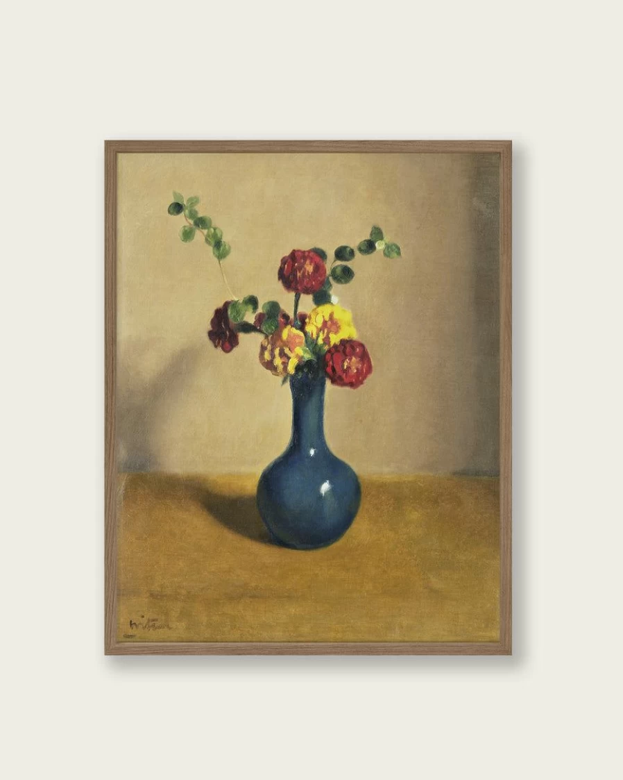 "Blue Vase Art Print - Lone Fox Modern Wall Art Decor"