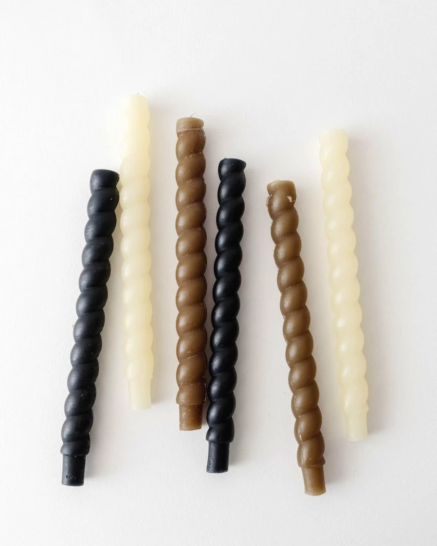 "Unique Handmade Twisted Rope Taper Candles for Decorative Lighting"