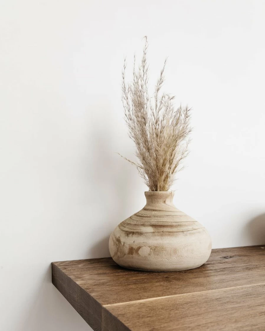 Lone Fox Rhea Wooden Vase - Handcrafted Decorative Vase for Home & Office Decor
