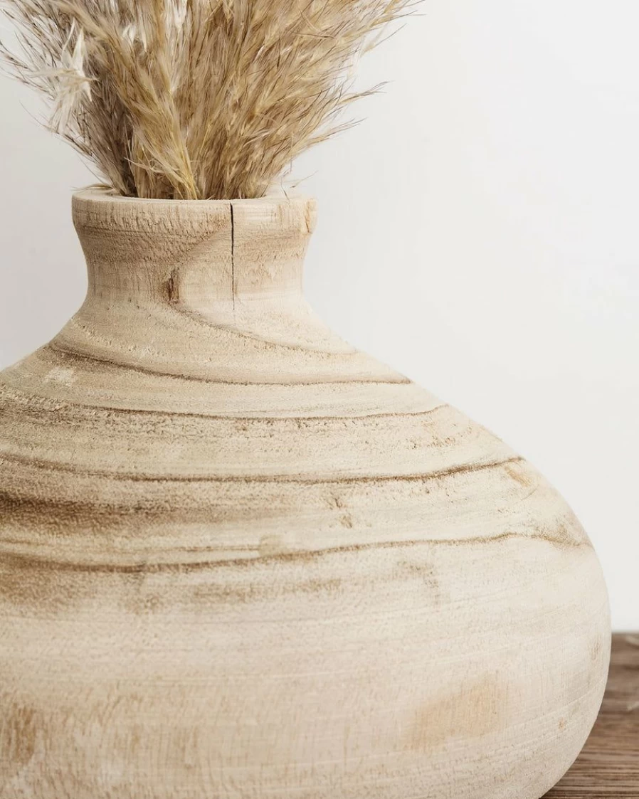 Lone Fox Rhea Wooden Vase - Handcrafted Decorative Vase for Home & Office Decor