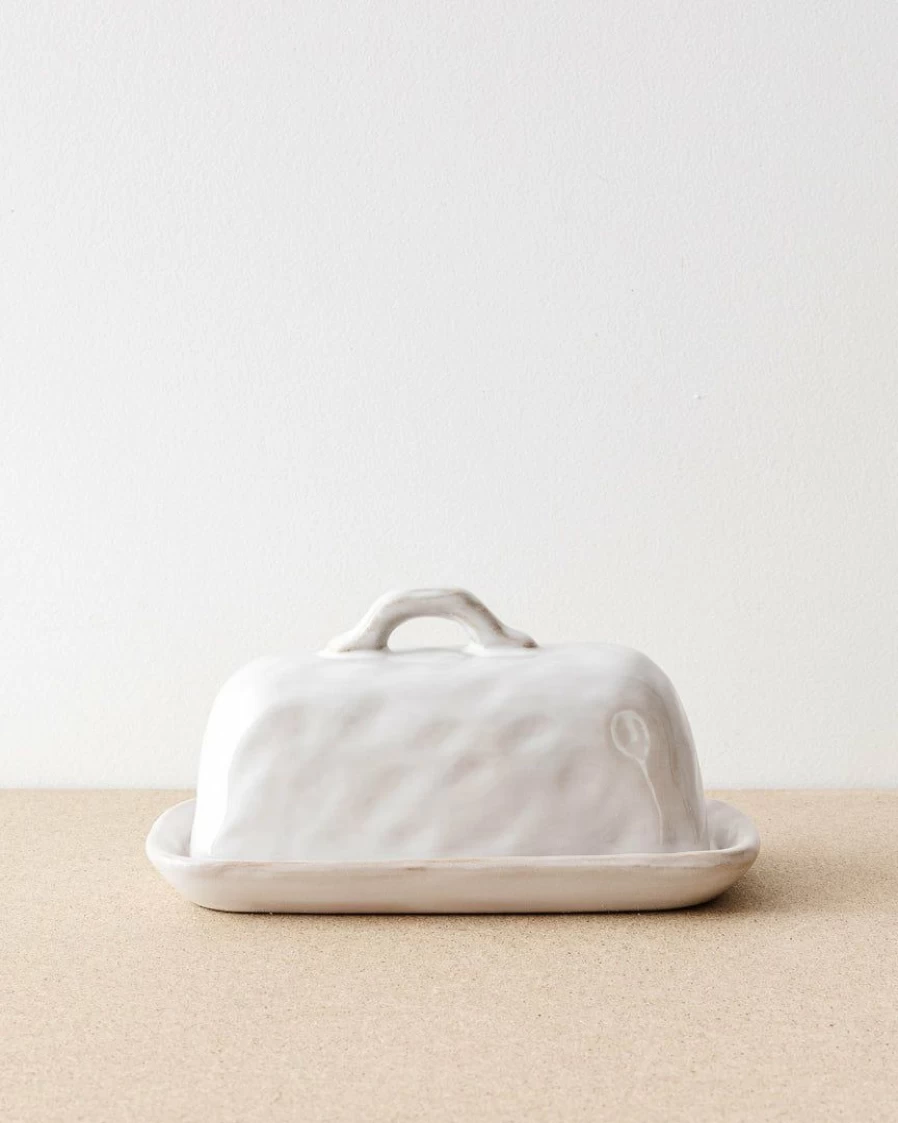 47Th & Main Ceramic Butter Dish with Dimpled Design – Modern Kitchen Storage