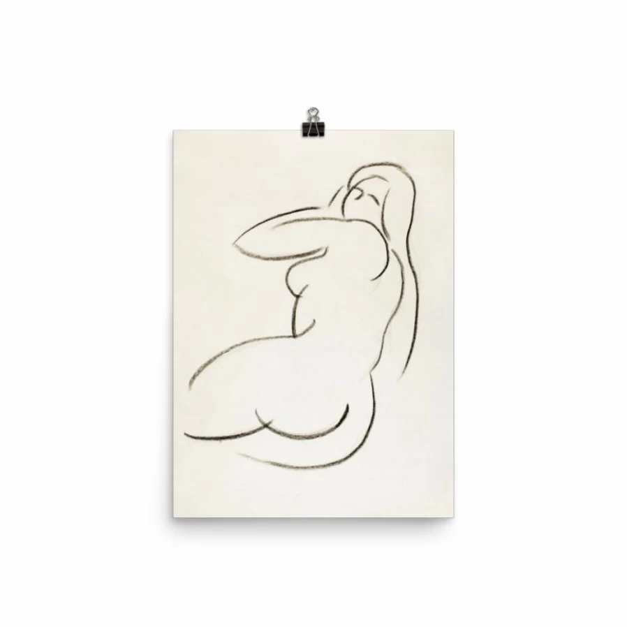 "Lone Fox 'Female Form In Pencil' Art Print - Elegant Hand-Drawn Sketch Wall Art"